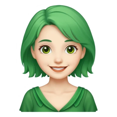 green dress old young lady, green hair. sticker