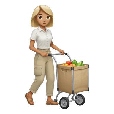 mujer empujando un carro por la parte trasera sticker