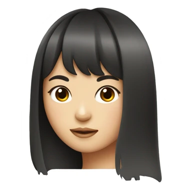 Asian girl with grown out bangs and long hair sticker