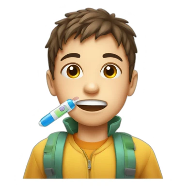 kid with thermometer in mouth sticker
