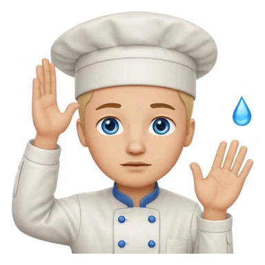 Chef saluting while crying blue eyes sticker
