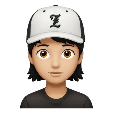 Create a person wearing a white New Era cap, with black hair and brown eyes.
 sticker