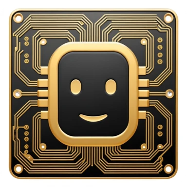 I want a black and gold pcb emoji, representing a circuit board sticker