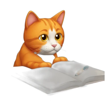 Orange cat who studying at school  sticker