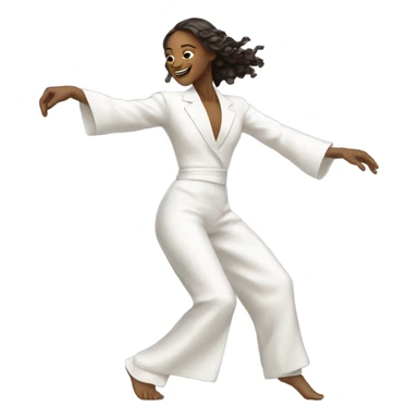 a girl in a long white suit dances a national Caucasian dance sticker