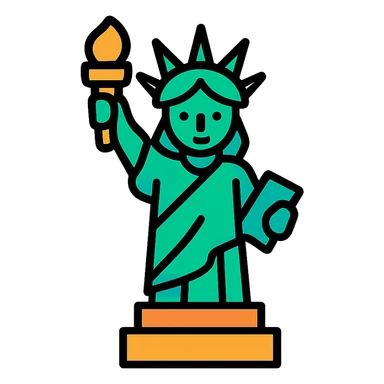 colorful outlined icon of liberty statue sticker