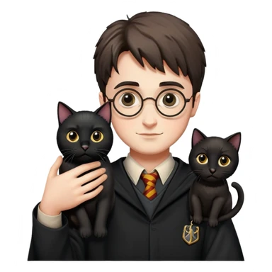 Harry Potter with a black cat in hands sticker