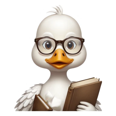 white duck holding book wearing glasses sticker
