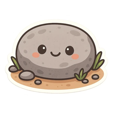 cartoon stepping stone with a smiley face, playful style sticker