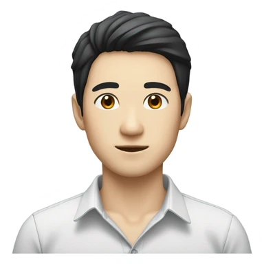 man from japan with white skin and black hair, wear casual shirt , closeout face sticker