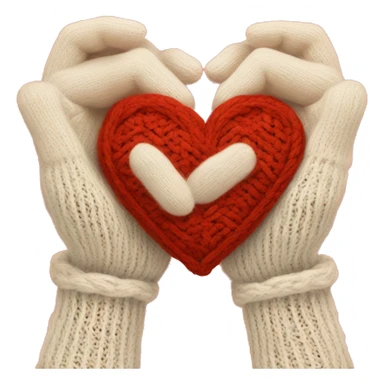 Hands in knitted making a heart shape sticker