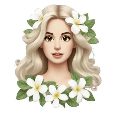Lana Del Rey Con Flores blancas en el pelo sticker