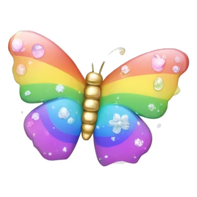Kawaii rainbow pastel bedazzled butterfly in a garden snow globe  sticker