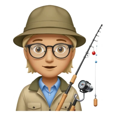 Accountant who wears glasses and loves fishing with lighter skin and bold spot sticker