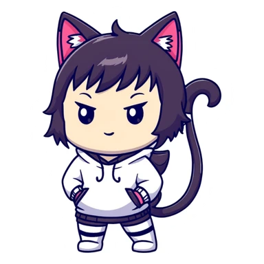 Chibi anime character with cat ears sticker