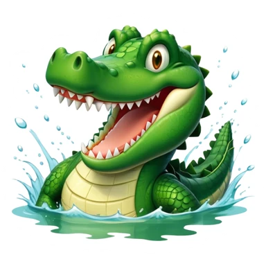 A crocodile with a happy face splashes in the water, showing off its big toothy grin sticker