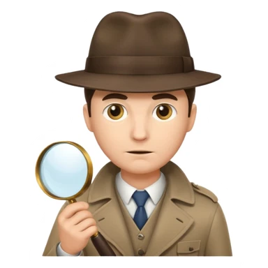 a detective man with hat and holding magnifying glass sticker