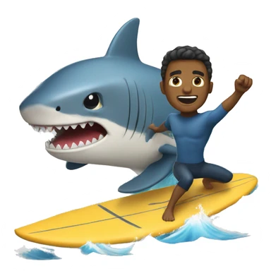 Yo surfeando con un tiburon sticker