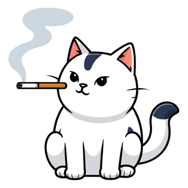 a cat smoking sticker