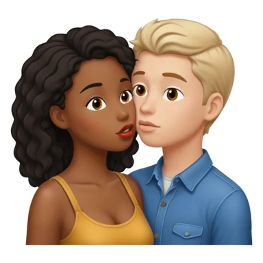 Kissing black girl and white boy  sticker