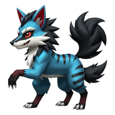 Shiny furry cool Zeraora-Zoroark-Obstagoon-fusion sticker