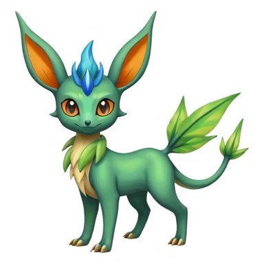 Shiny Aural Leafeon-Keldeon-Celebi-Amaura-Salandit-Fakémon-fusion (full body) sticker