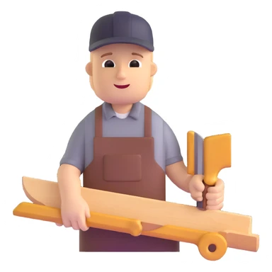 carpenter in workshop with wood sticker