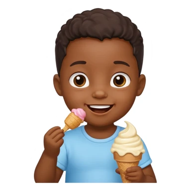 a little black sitting baby, eat ice cream sticker