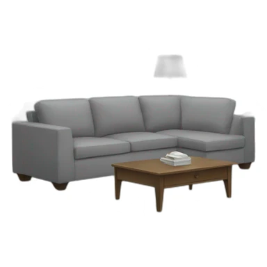 White living room with a grey couch sticker