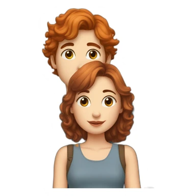 a auburn short haired boy and auburn long haired girl kissed sticker
