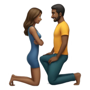 Woman on both knees facing man sticker