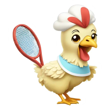 Sweet baby girl chicken playing tennis sticker