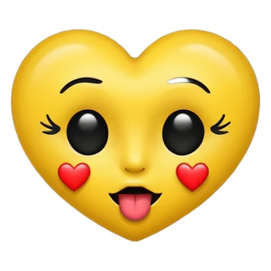 Yellow kiss emoji with black heart sticker