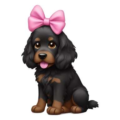 Bernie's mountain doodle black and brown dog with pink bow sticker
