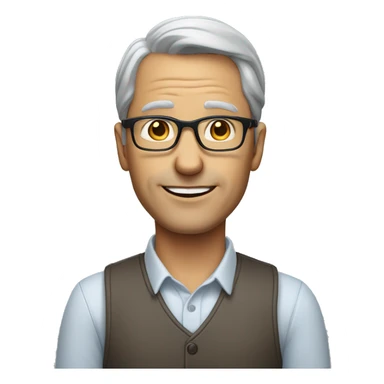 55 year old white male with glasses dressed in business casual clothing sticker