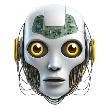 Alien robot head with wires and circuits sticker