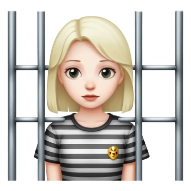 girl standing behind jail bars sticker
