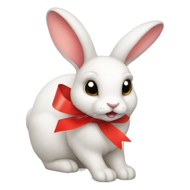 rabbit with red ribbon  sticker