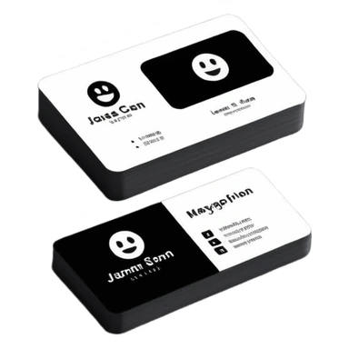 a business card with minimalist design, black and white color scheme, sleek and professional sticker