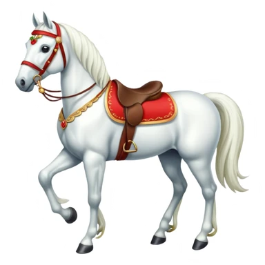 Christmas white horse with a full-length red saddle sticker
