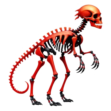 A black and red gradient epic shiny cool edgy skeletal animal, full body sticker