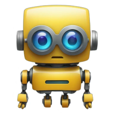 robot con lentes frikis y cara y simbolos de pregunta sticker
