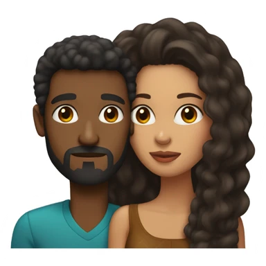 BLACK Man with dark hair WITH beard kissing HISPANIC woman with long brown hair sticker