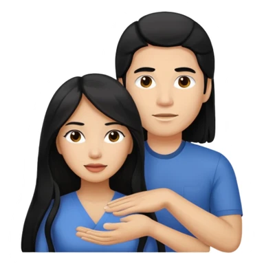 Philippines woman with long hair is massaged from a blond white man sticker