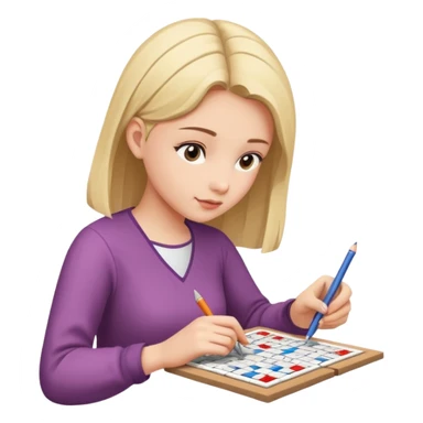 Girl Sudoku Problem-Solving on the new paper, side view. sticker