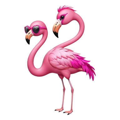 flamingo with pink heart sunglasses sticker
