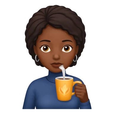 sick black woman drinking hot drink sticker