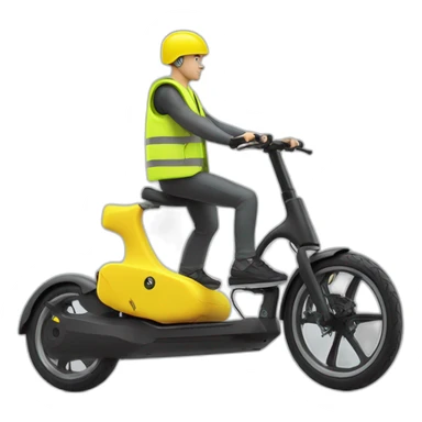 xiaomi trottinette electrique bald man with yellow safety vest sticker