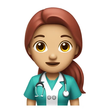Mid 30 long hair Filipina Nurse with red scrubs sticker