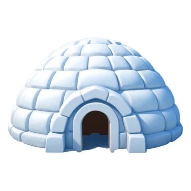 A traditional snow igloo on a vast snowy plain under a clear blue sky. Soft sunlight casts gentle shadows across the snow. The igloo has a small entrance tunnel and compacted snow blocks forming its dome. Realistic Arctic environment, crisp atmosphere, calm winter feeling. sticker